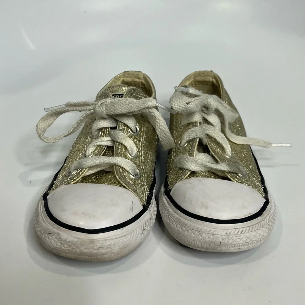 Converse gold sneakers toddler size‎ 7 metallic trendy